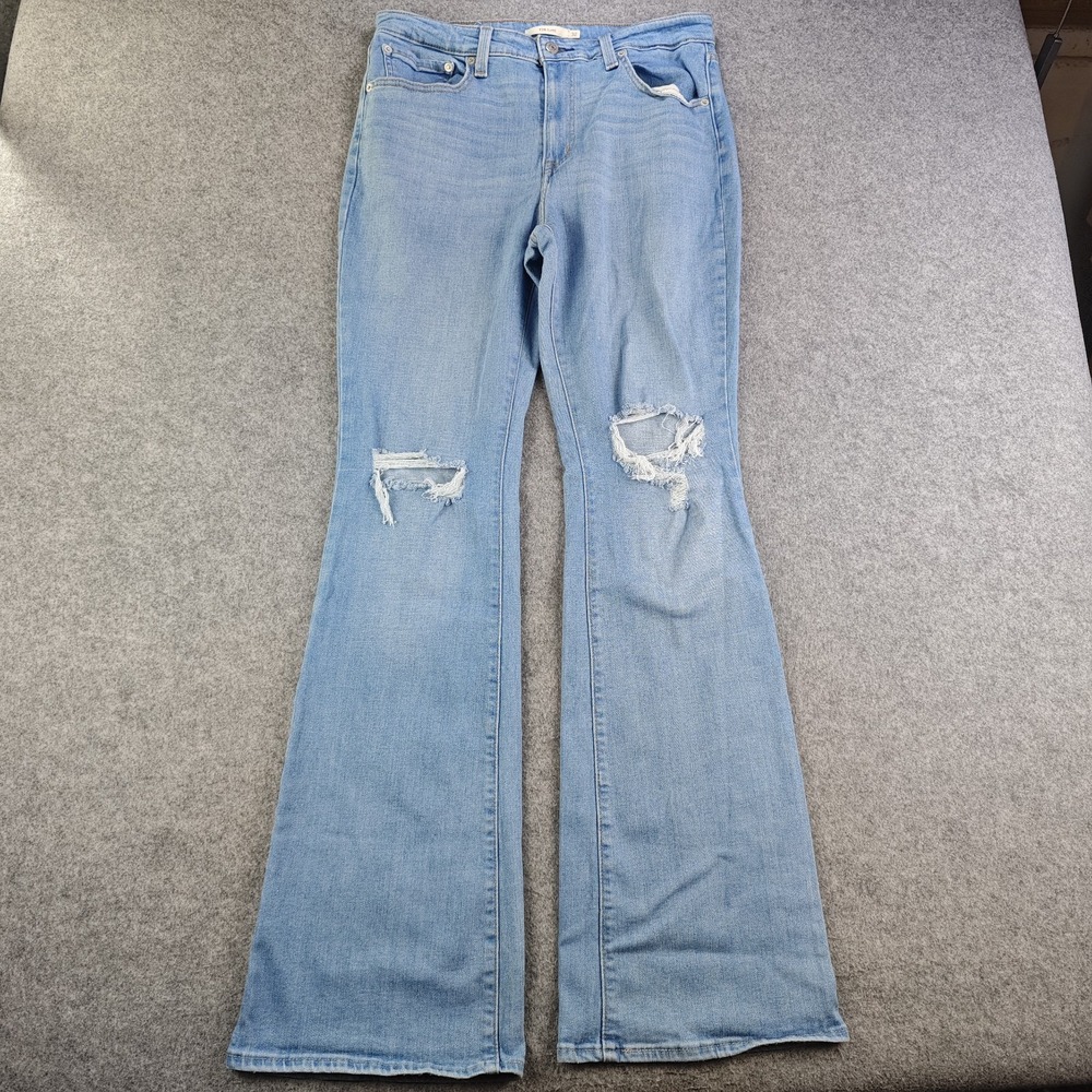 Levis 726 Flare Jeans Women's 32x34 Blue Light Wash High Rise Stretch Denim